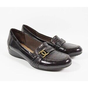 LifeStride Soft System Patent Crocodile Faux Leather Loafers Shoes Sz 7.5